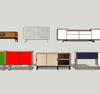 现代柜子SU模型下载